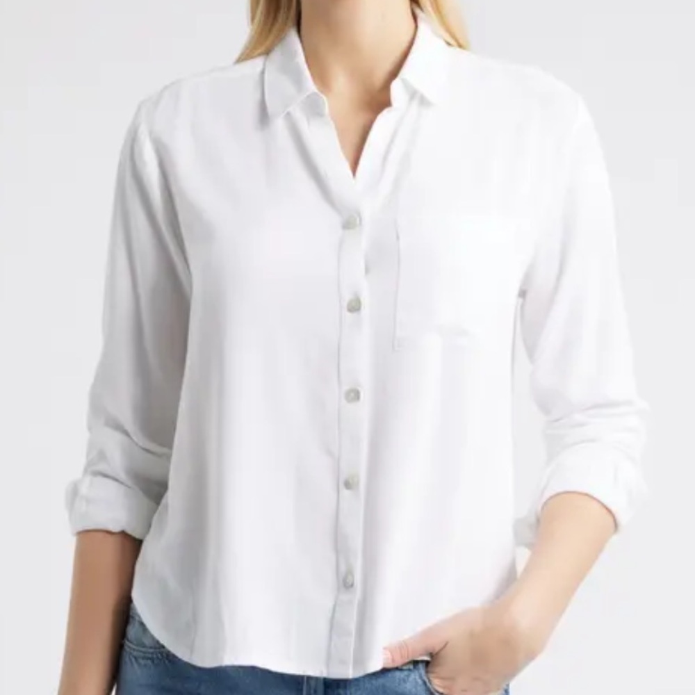 Beachlunchlounge White Button Down Long Sleeve Shirt Size XS